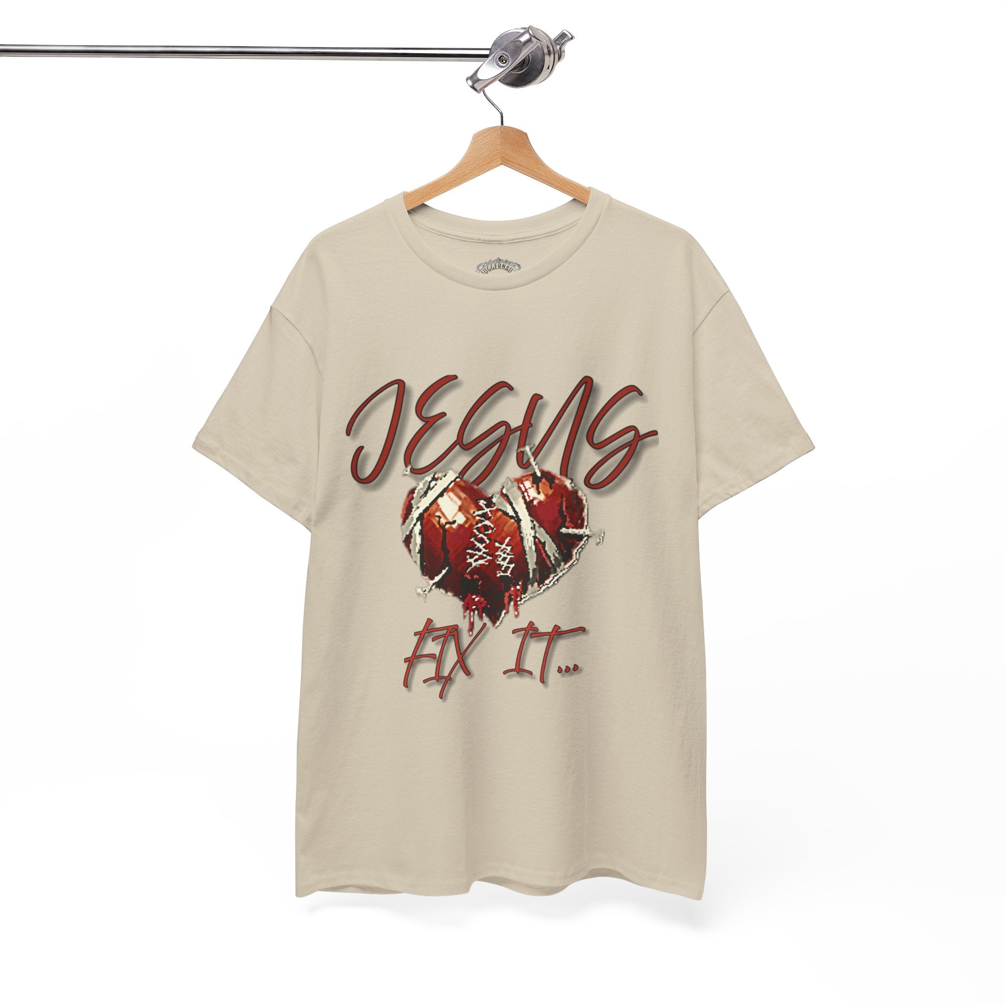 T‑Shirt — “Jesus Fix It” Heart & Football Graphic Tee