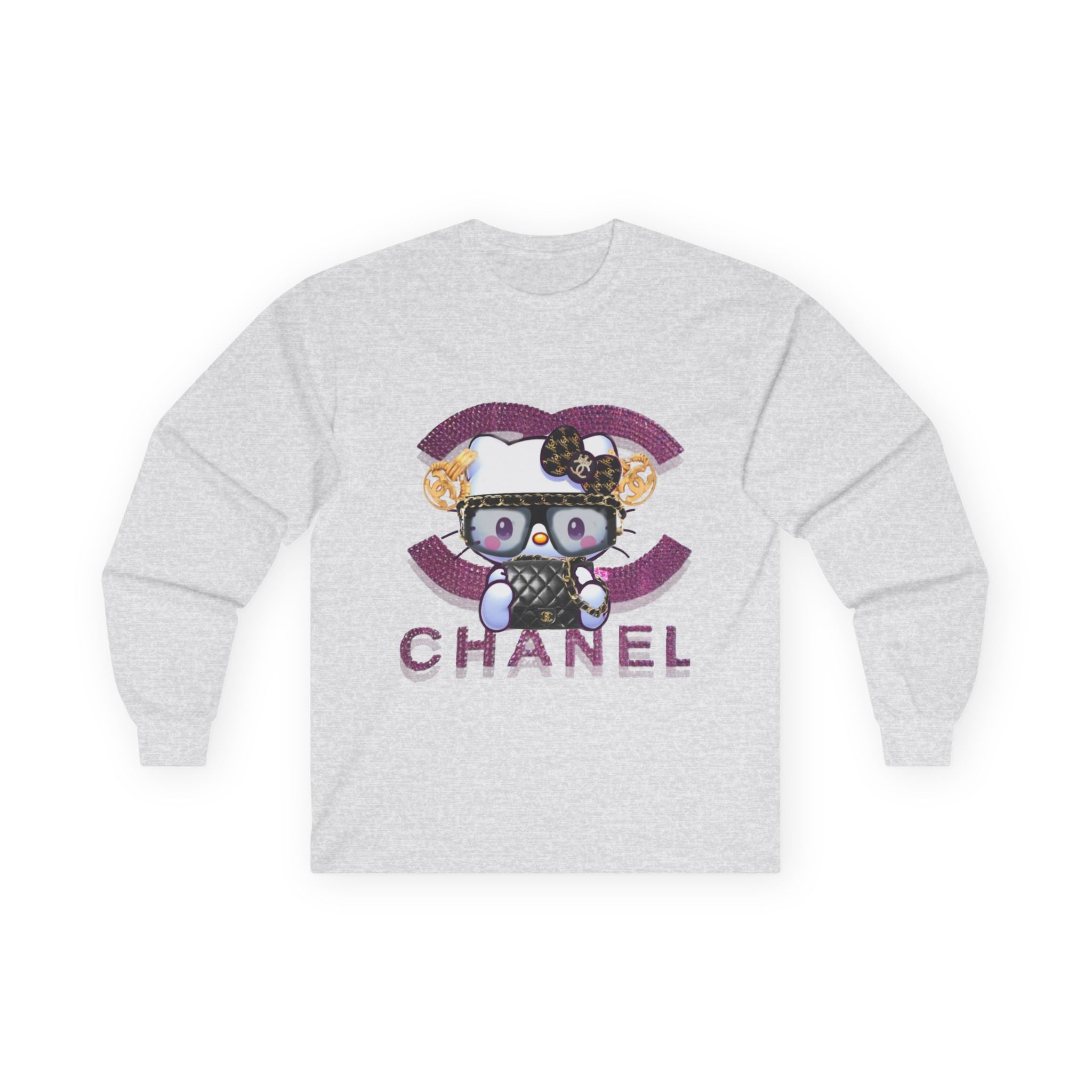 Team Diva Collection Long Sleeve Tee — Cute Cat Logo Graphic "CHANEL" Style