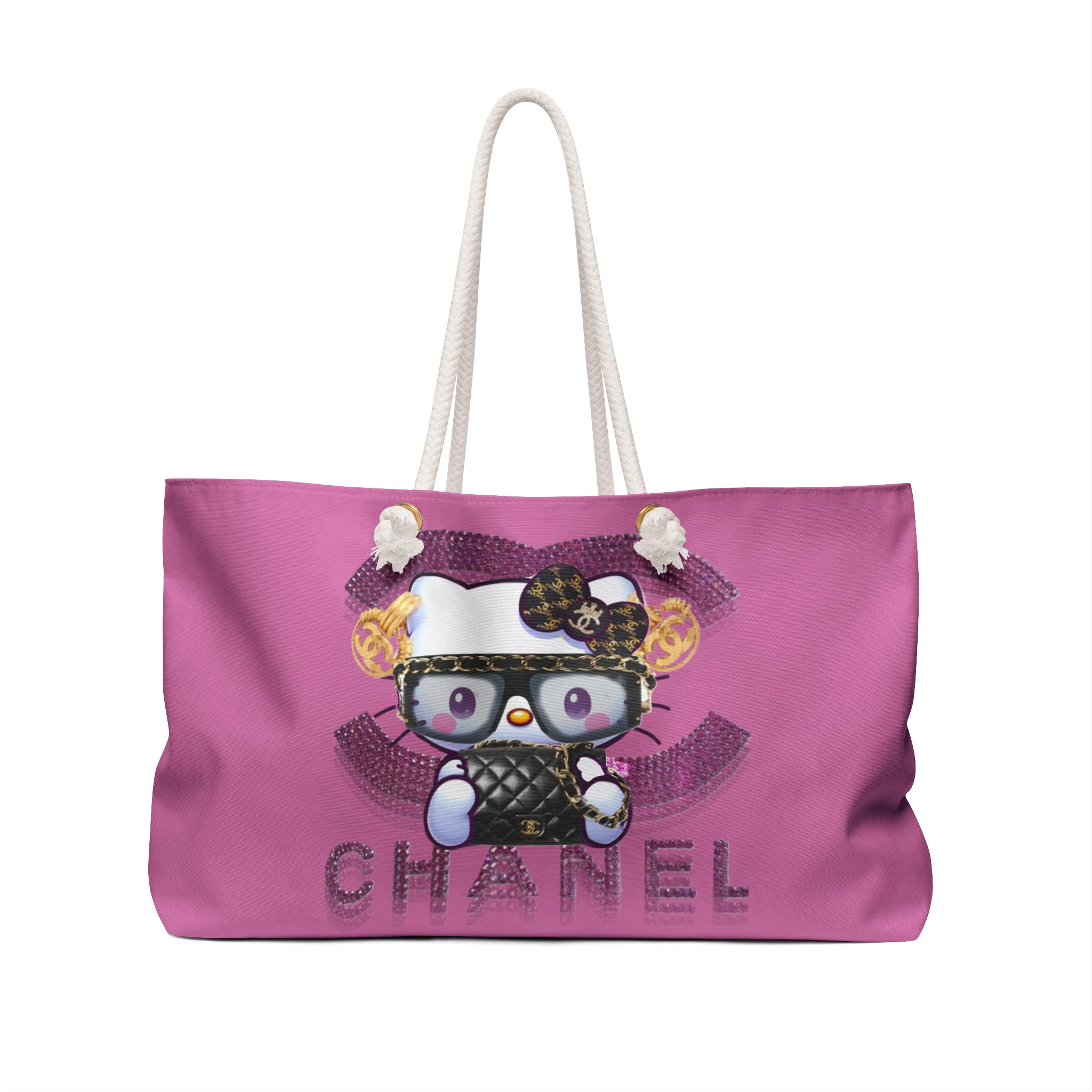 Team Diva Collection Kitty Chanel Weekender Bag — Pink Designer-Inspired Travel Tote
