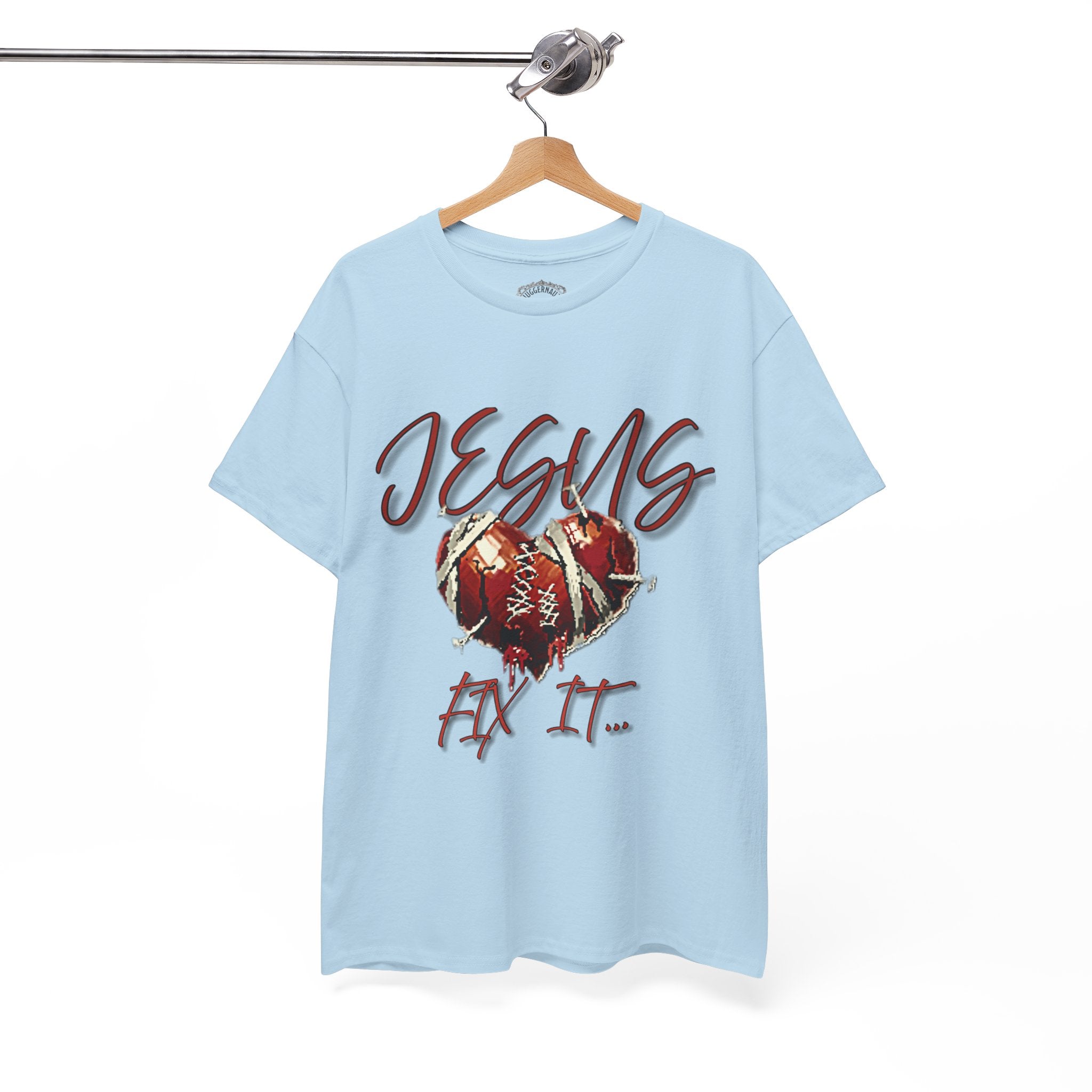 T‑Shirt — “Jesus Fix It” Heart & Football Graphic Tee