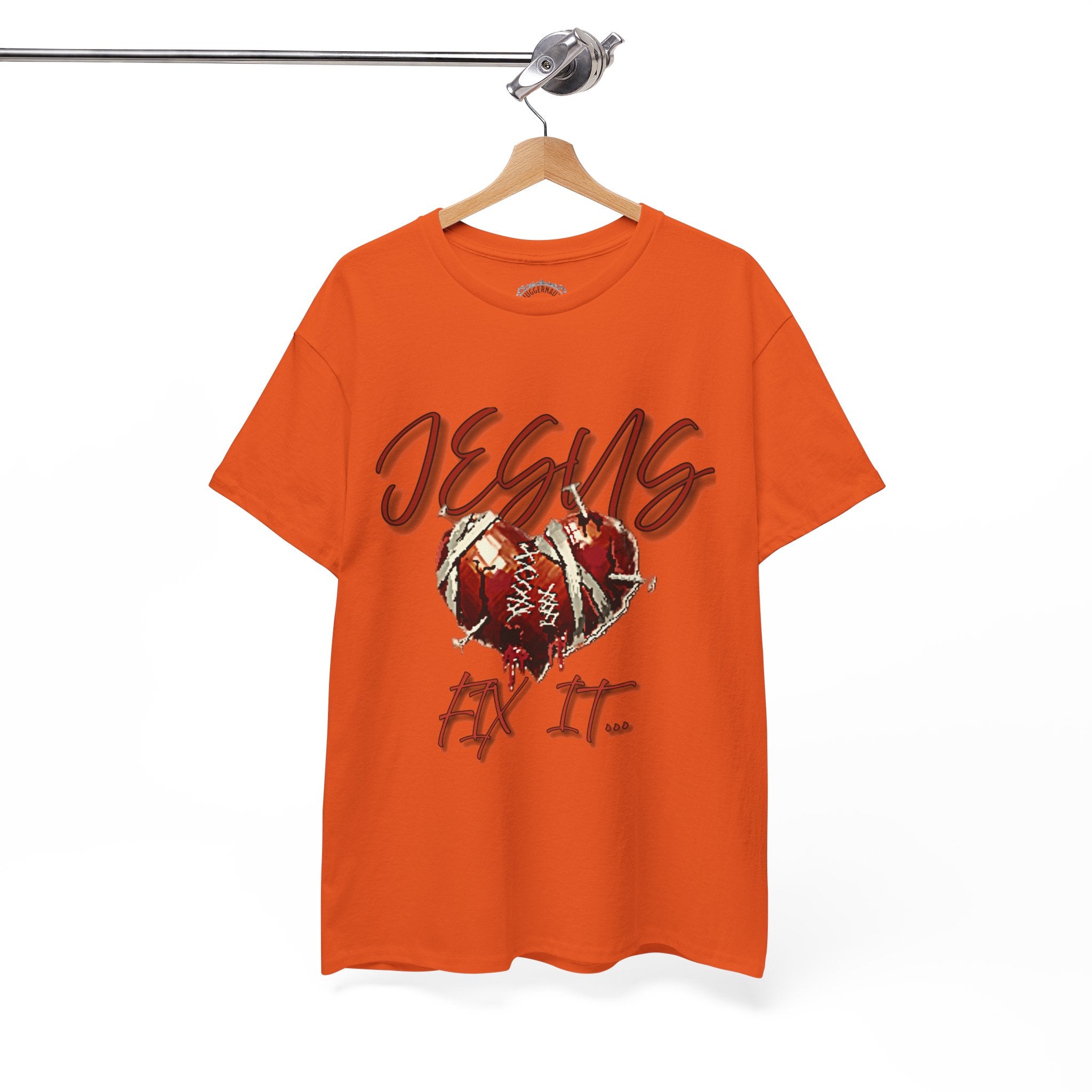 T‑Shirt — “Jesus Fix It” Heart & Football Graphic Tee
