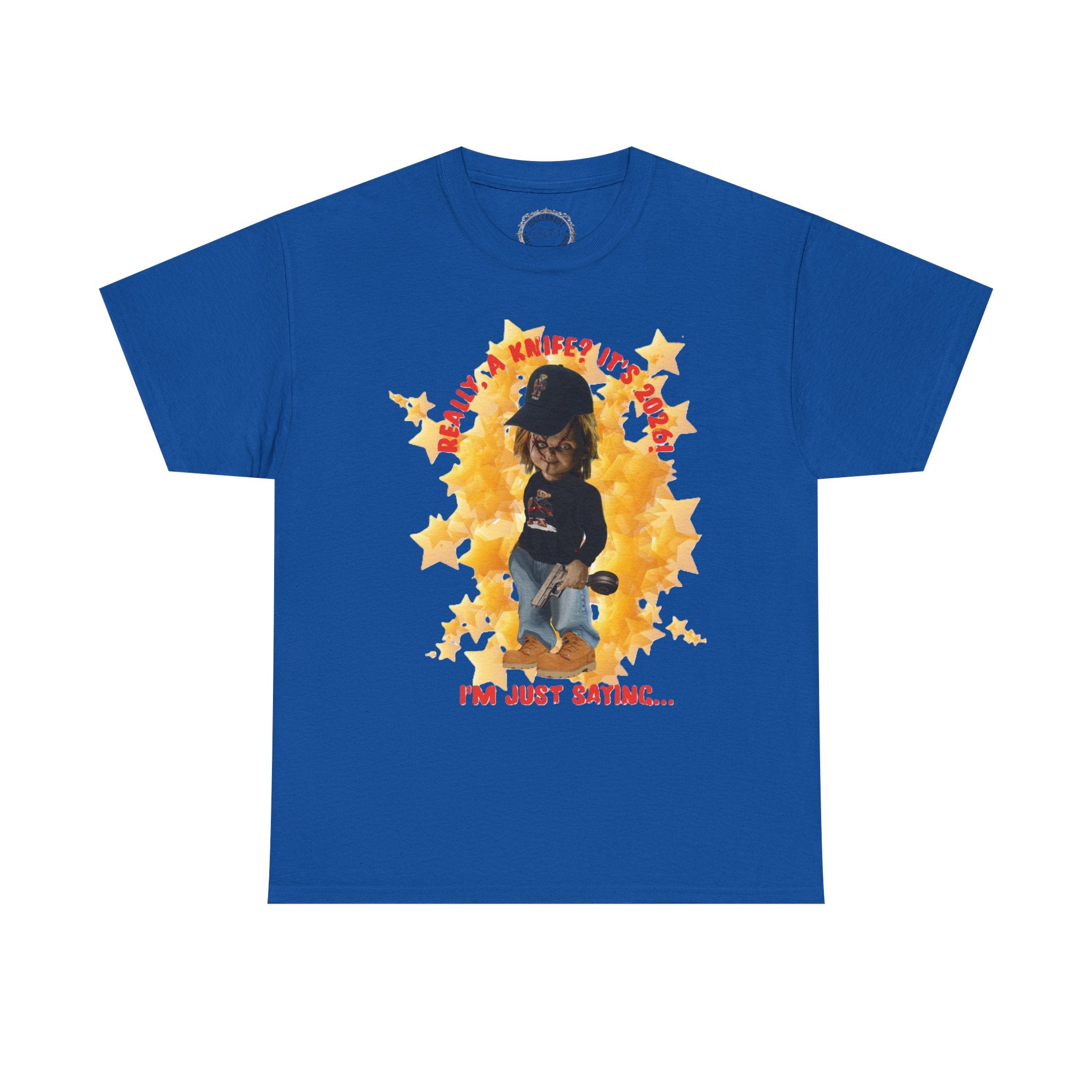 Bad Boy Collection  Graphic Tee — "Really, A Knife? It's Hot" Funny Vintage Doll Design