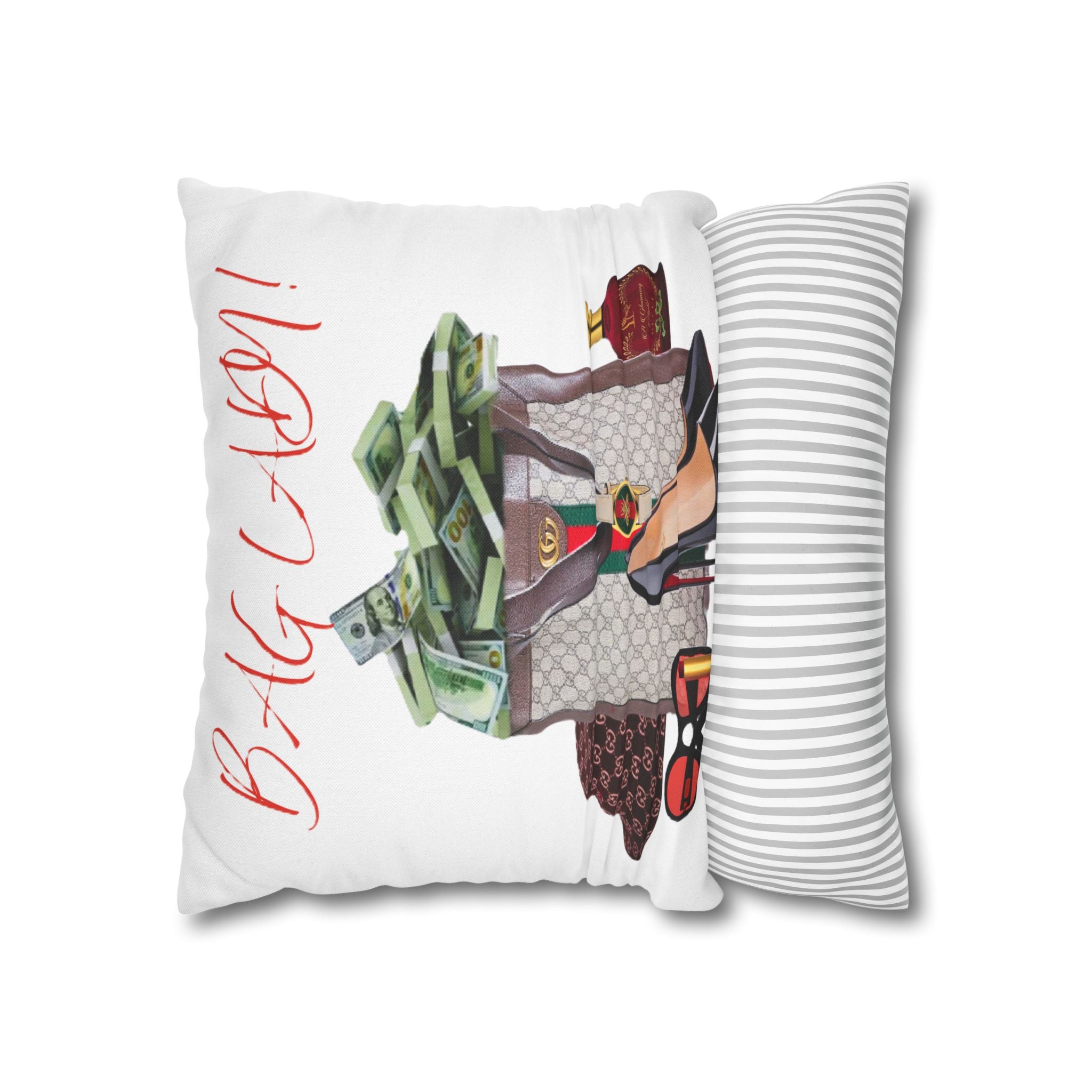 Bag Lady Designer Pillowcase — "Bag Lady" Fashion Throw Pillow Cover