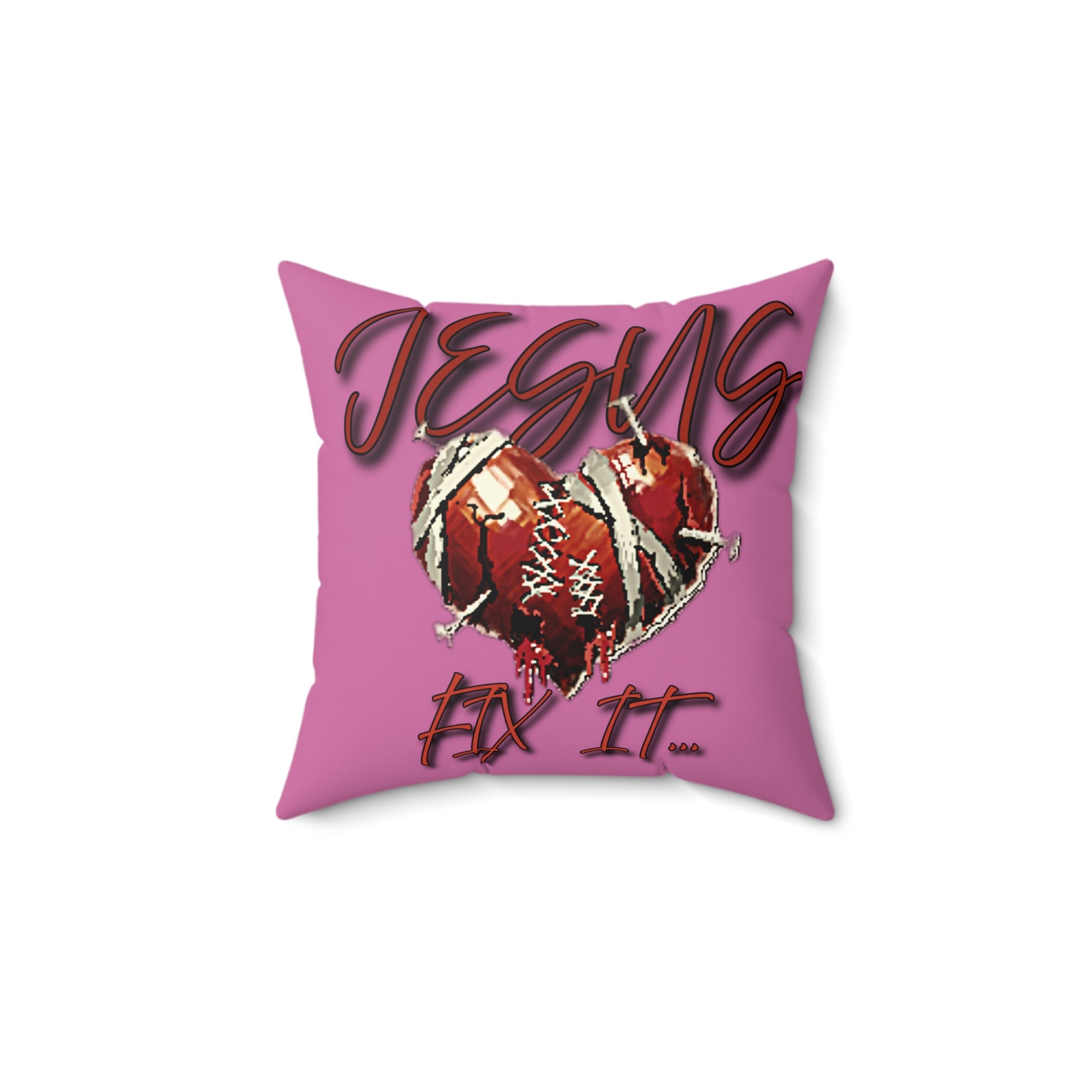 Pillow — Jesus Fix It Heart Graphic Throw Pillow (Pink)