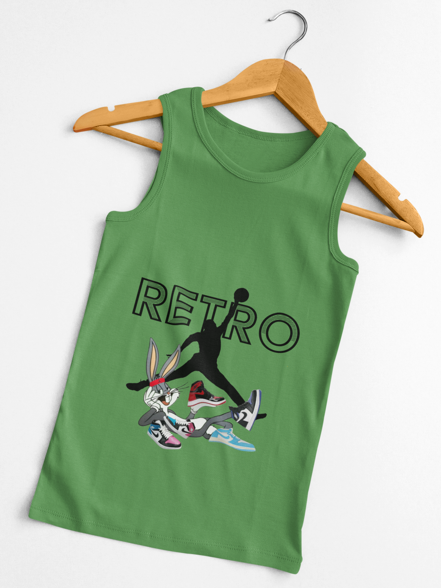 Retro Sneaker Tank Top — 'RETRO' Graphic Basketball & Cartoon Mashup