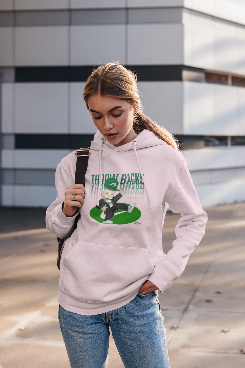 Throwbacks  Hoodie — Retro Kid on Field Pullover