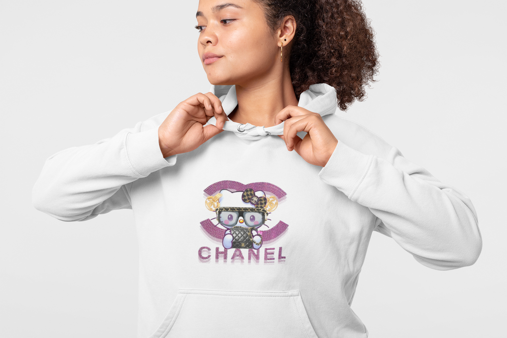 Team Diva  Collection Hoodie — Cute Cartoon Kitty with 'Chanel' Text