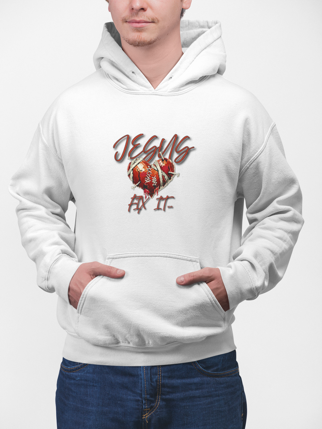 Jesus Fix It Hoodie — Faith-Based Heart Graphic Pullover