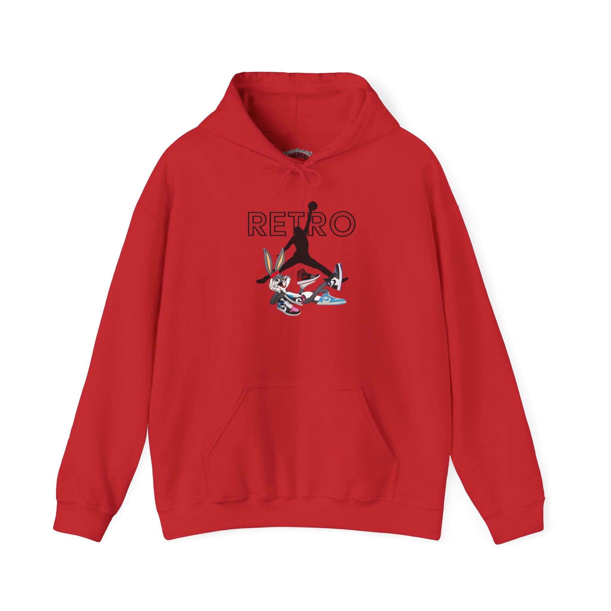 Retro Sneaker Hoodie — "RETRO" Graphic Pullover with Vintage Cartoon Collage