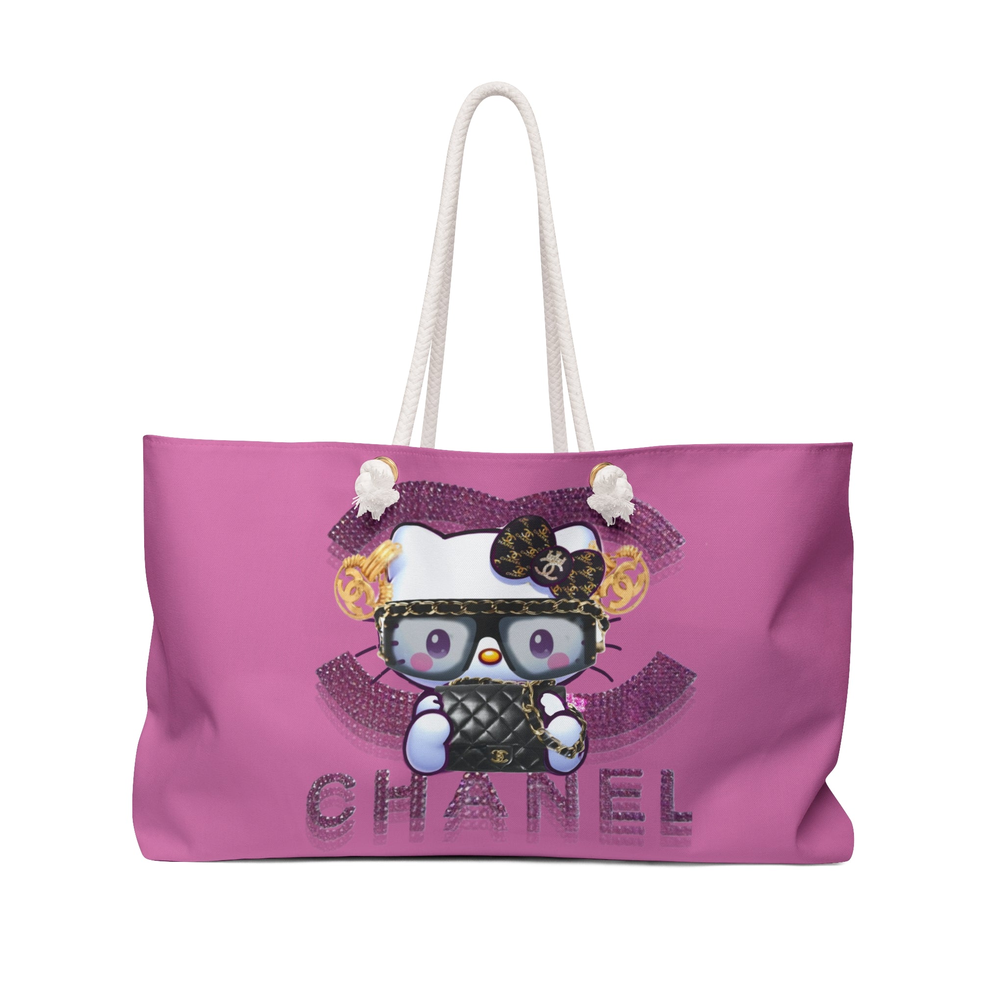 Team Diva Collection Kitty Chanel Weekender Bag — Pink Designer-Inspired Travel Tote