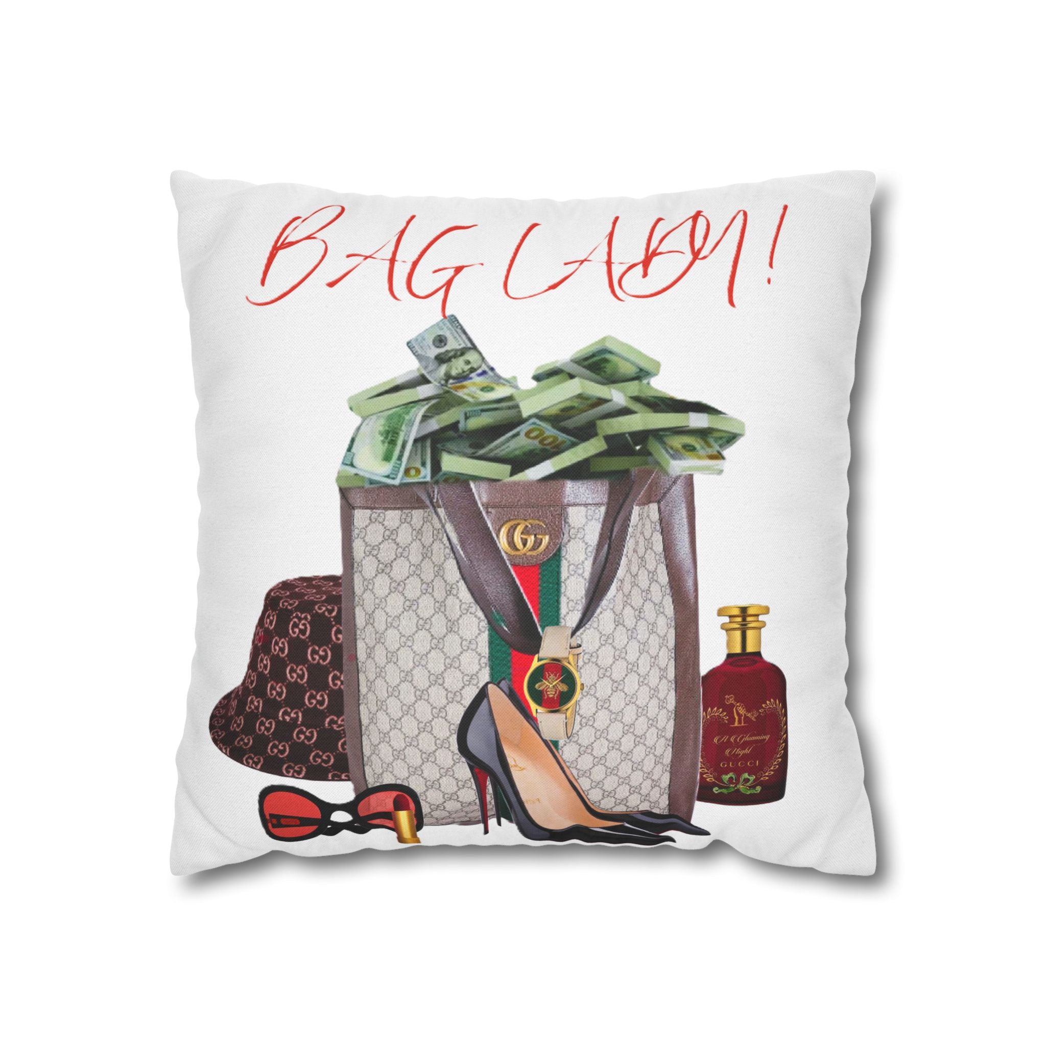 Bag Lady Designer Pillowcase — "Bag Lady" Fashion Throw Pillow Cover