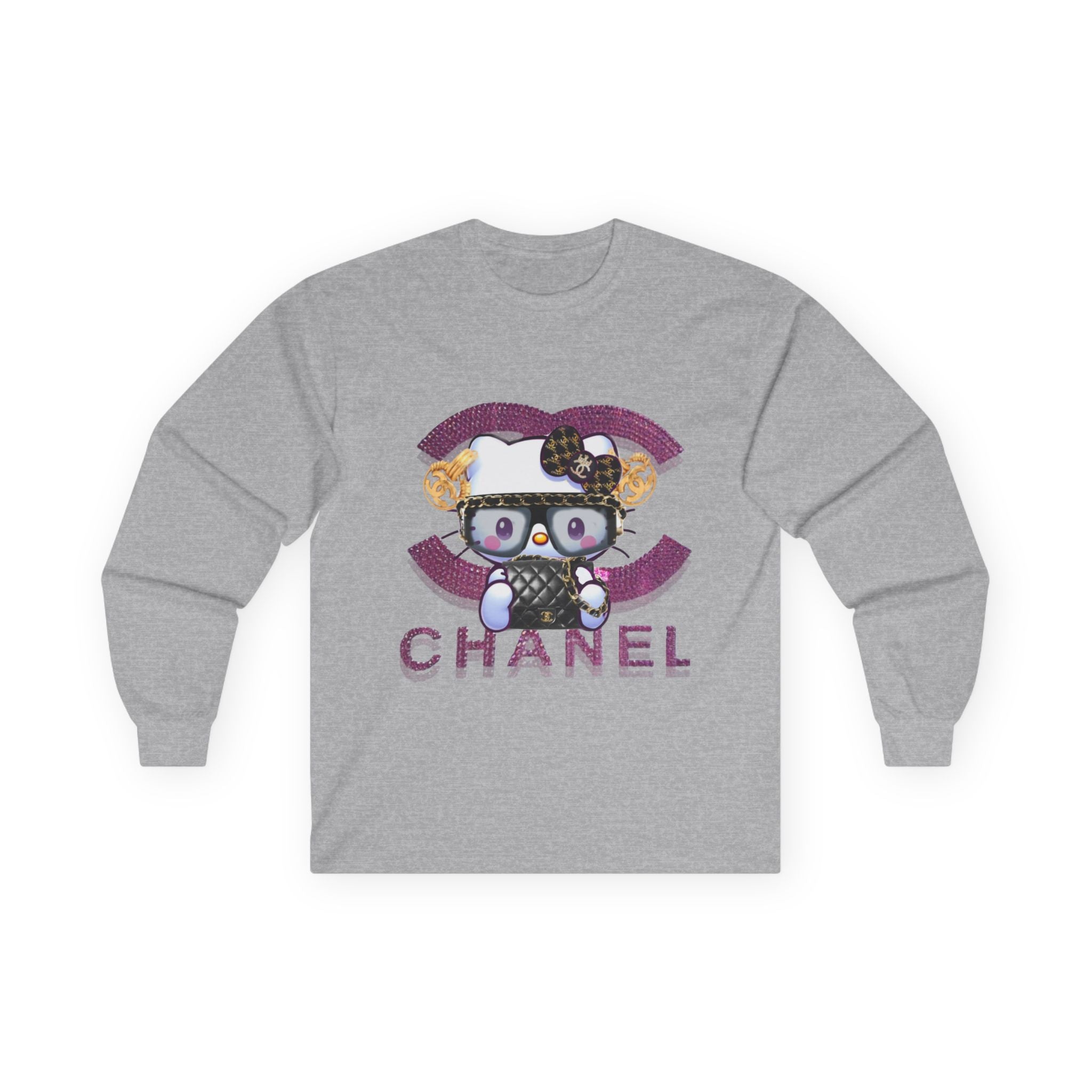 Team Diva Collection Long Sleeve Tee — Cute Cat Logo Graphic "CHANEL" Style
