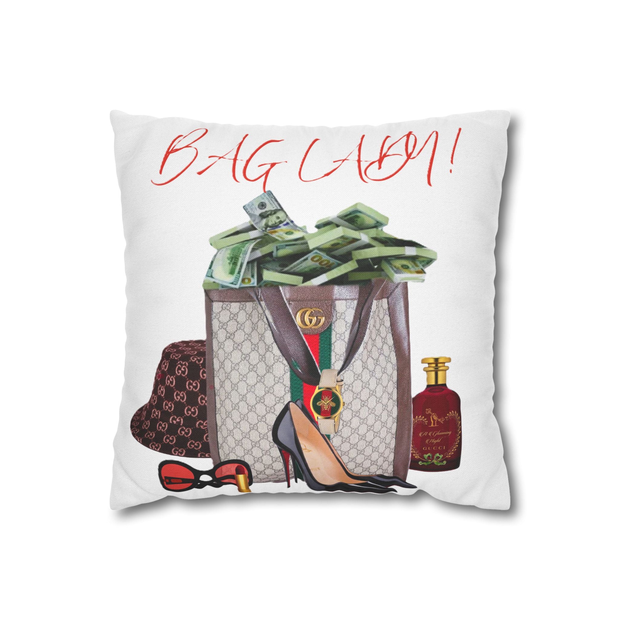 Bag Lady Designer Pillowcase — "Bag Lady" Fashion Throw Pillow Cover