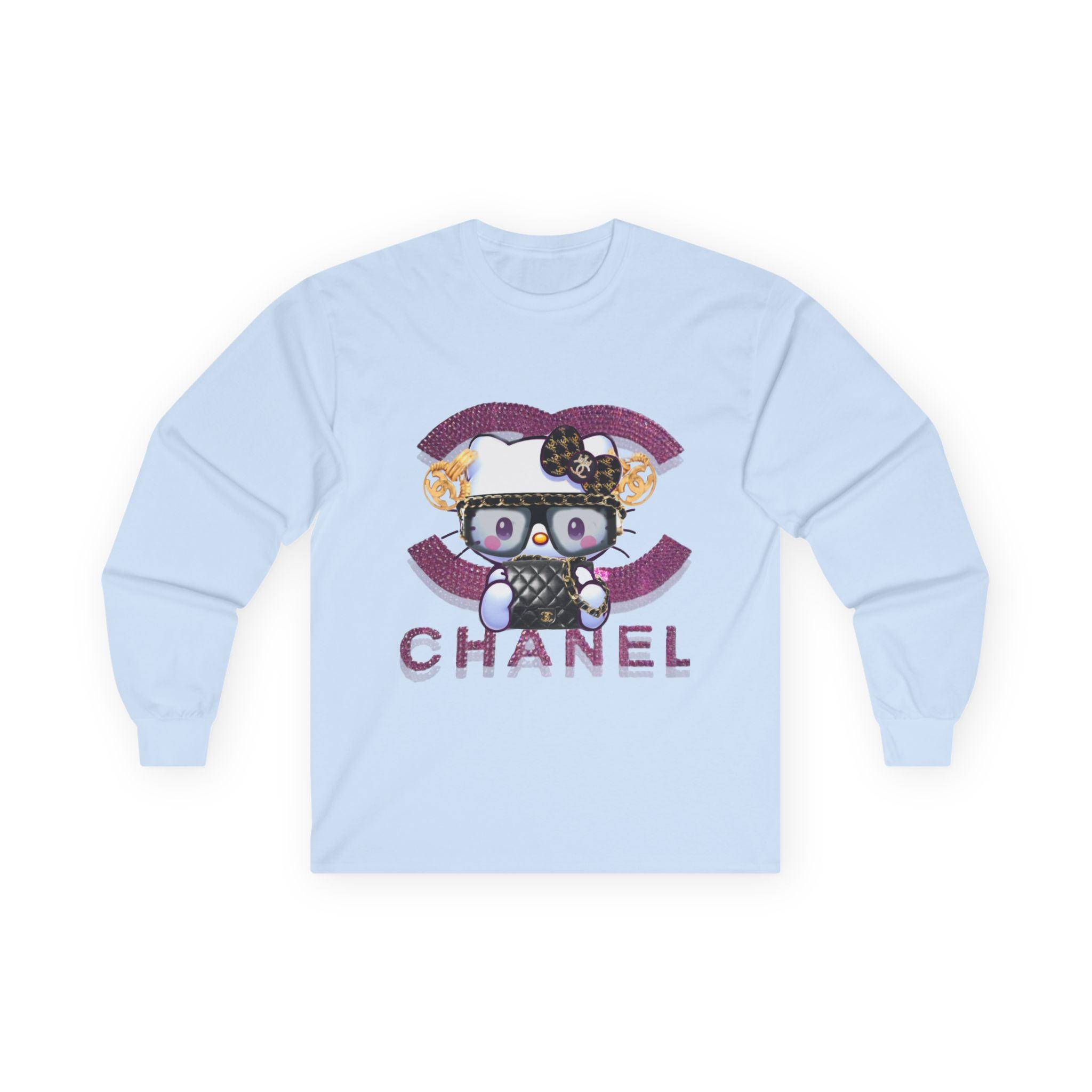 Team Diva Collection Long Sleeve Tee — Cute Cat Logo Graphic "CHANEL" Style
