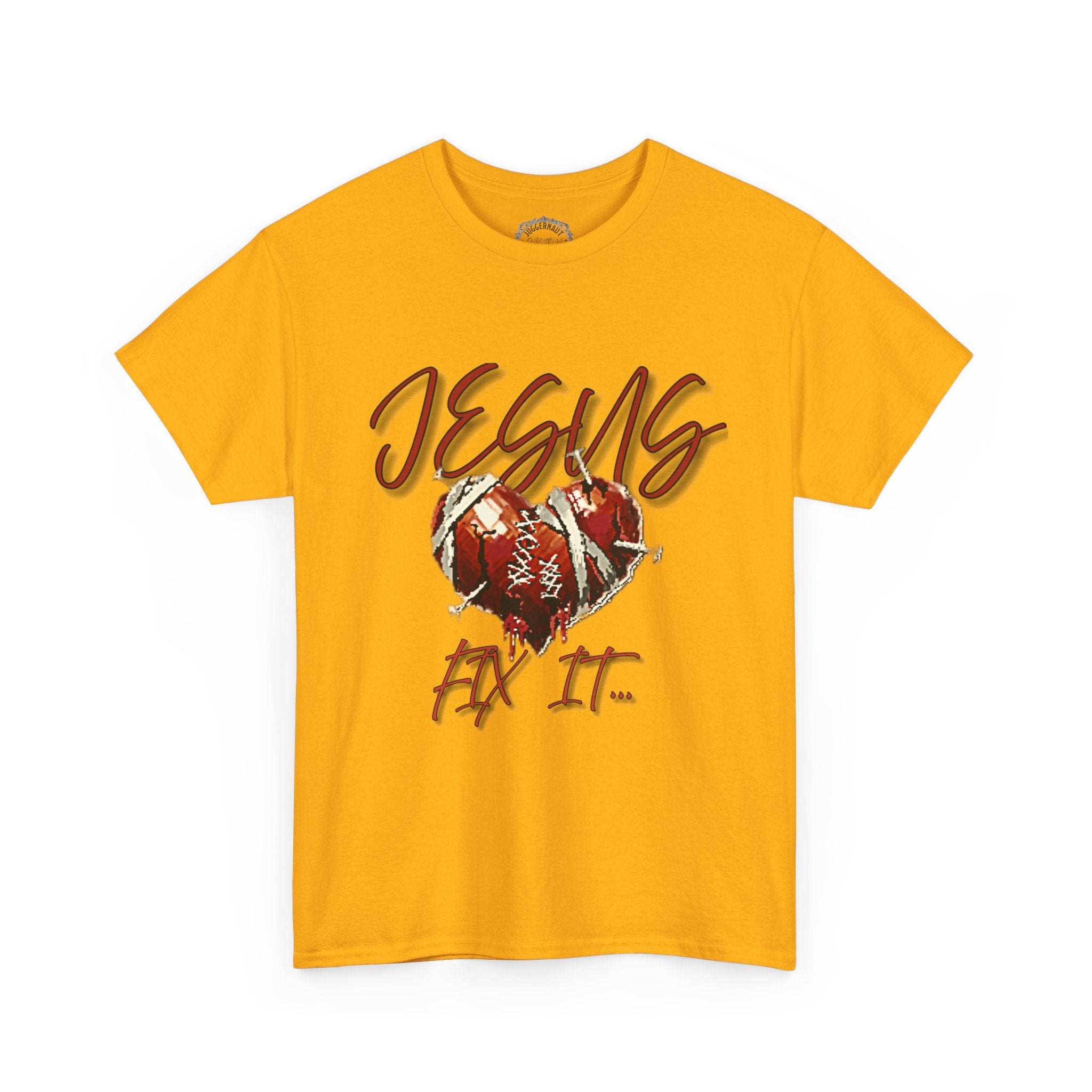 T‑Shirt — “Jesus Fix It” Heart & Football Graphic Tee